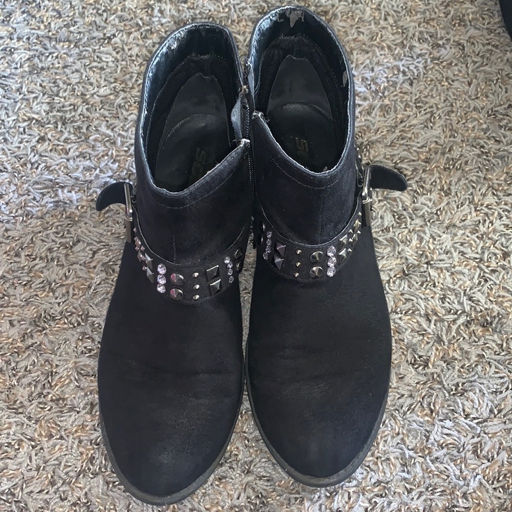 Black Studded Women's Ankle Boots